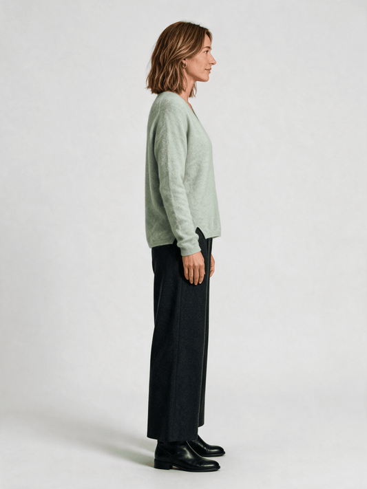 Mos Mosh MMMape Sophia V-Neck Knit in der Farbe Frosty Green