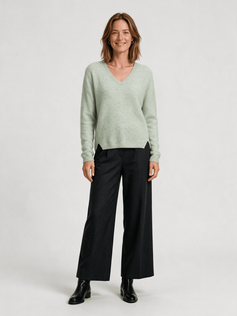Mos Mosh MMMape Sophia V-Neck Knit in der Farbe Frosty Green