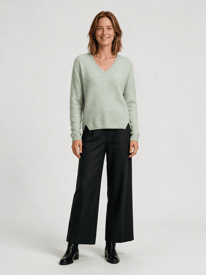 Mos Mosh MMMape Sophia V-Neck Knit in der Farbe Frosty Green