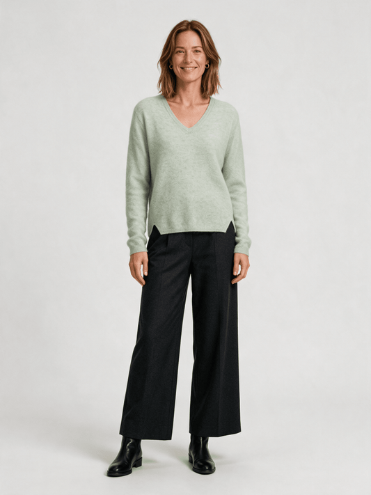 Mos Mosh MMMape Sophia V-Neck Knit in der Farbe Frosty Green