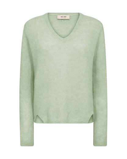 Mos Mosh MMMape Sophia V-Neck Knit in der Farbe Frosty Green