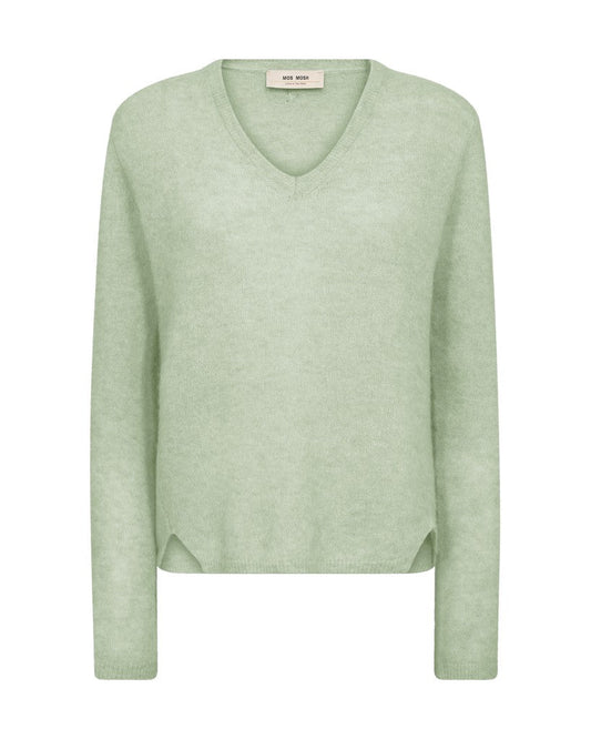 Mos Mosh MMMape Sophia V-Neck Knit in der Farbe Frosty Green
