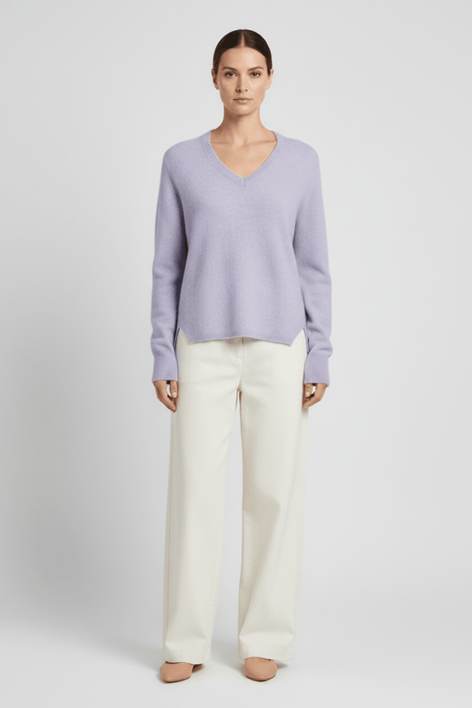 Mos Mosh MMMape Sophia V-Neck Knit in der Farbe Violet Tulip