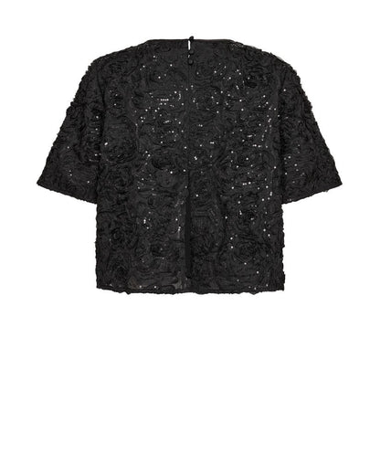 Mos Mosh Reya Paillettentop Kurzarm in Schwarz