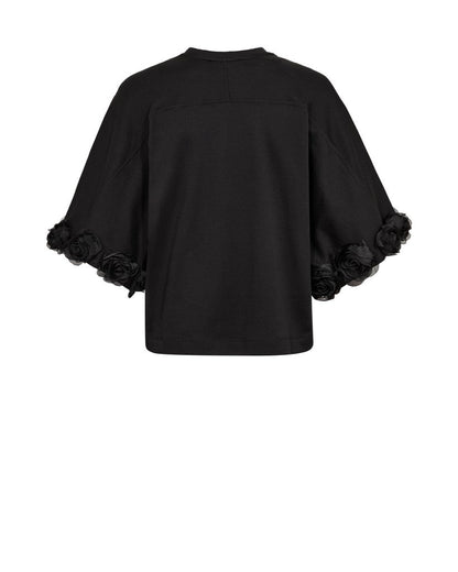 Mos Mosh Rosette Basic T-Shirt mit Rundhalsausschnitt in Schwarz