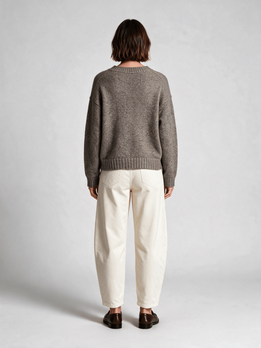 Mos Mosh Strickpullover Welma Glam V-Ausschnitt Dunkelgrau Meliert