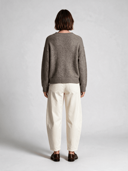 Mos Mosh Strickpullover Welma Glam V-Ausschnitt Dunkelgrau Meliert