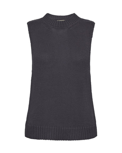 Mos Mosh Stricktop ärmellos mit Rundhalsausschnitt Regular Fit in Blau
