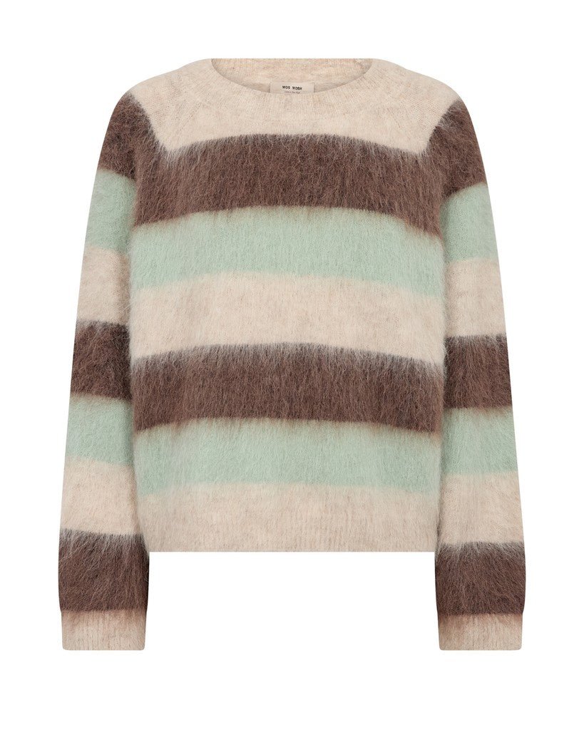 Mos Mosh Suvi Gestreifter Strickpullover in Frostgrün