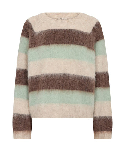 Mos Mosh Suvi Gestreifter Strickpullover in Frostgrün