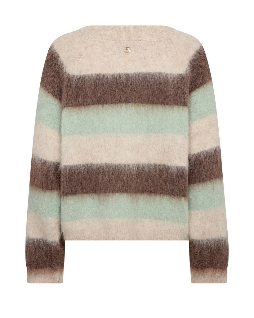 Mos Mosh Suvi Gestreifter Strickpullover in Frostgrün