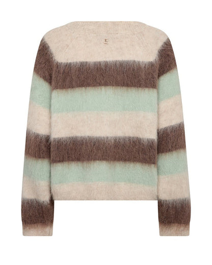 Mos Mosh Suvi Gestreifter Strickpullover in Frostgrün