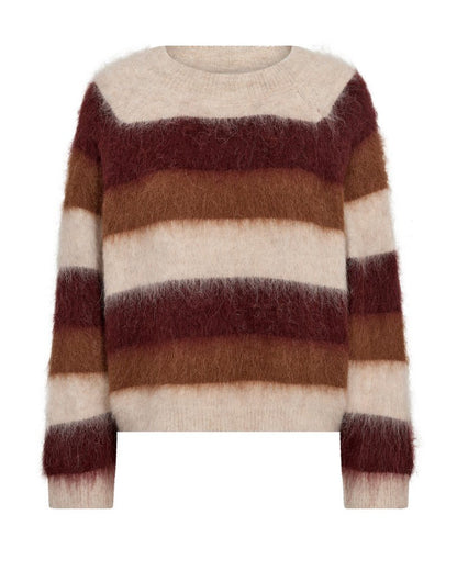 Mos Mosh Suvi Gestreifter Strickpullover in Rostbraun