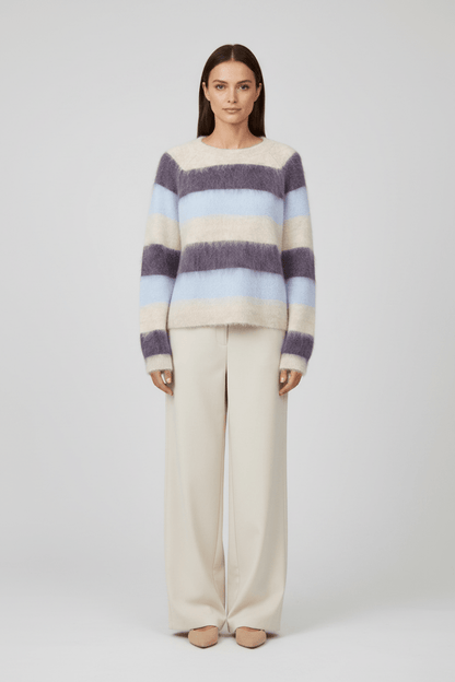 Mos Mosh Suvi Gestreifter Strickpullover in Traubenlila