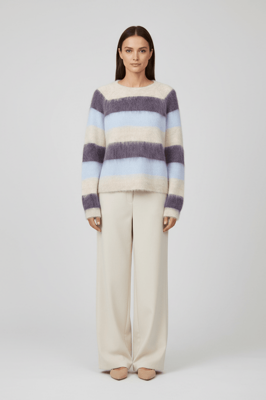 Mos Mosh Suvi Gestreifter Strickpullover in Traubenlila