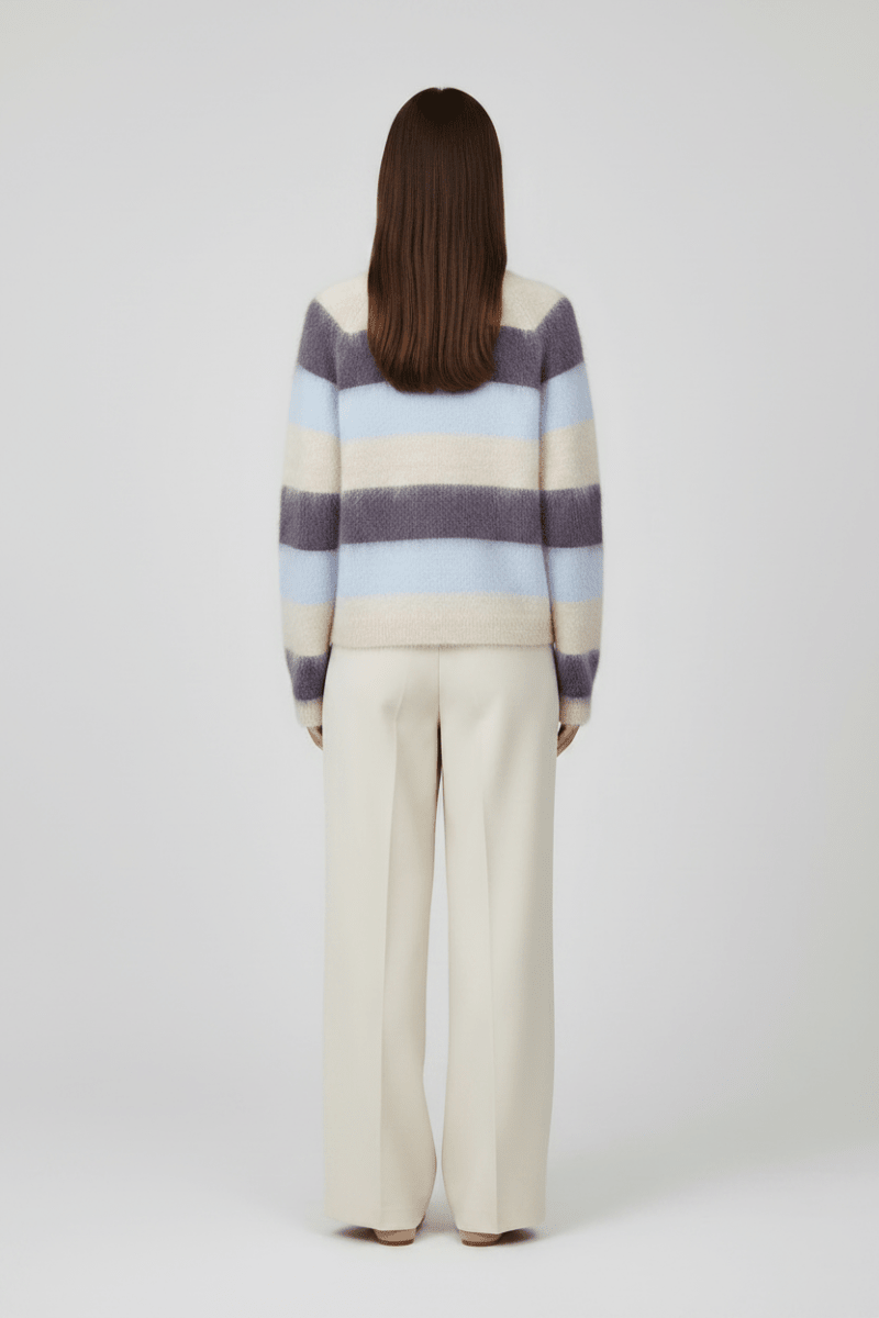 Mos Mosh Suvi Gestreifter Strickpullover in Traubenlila