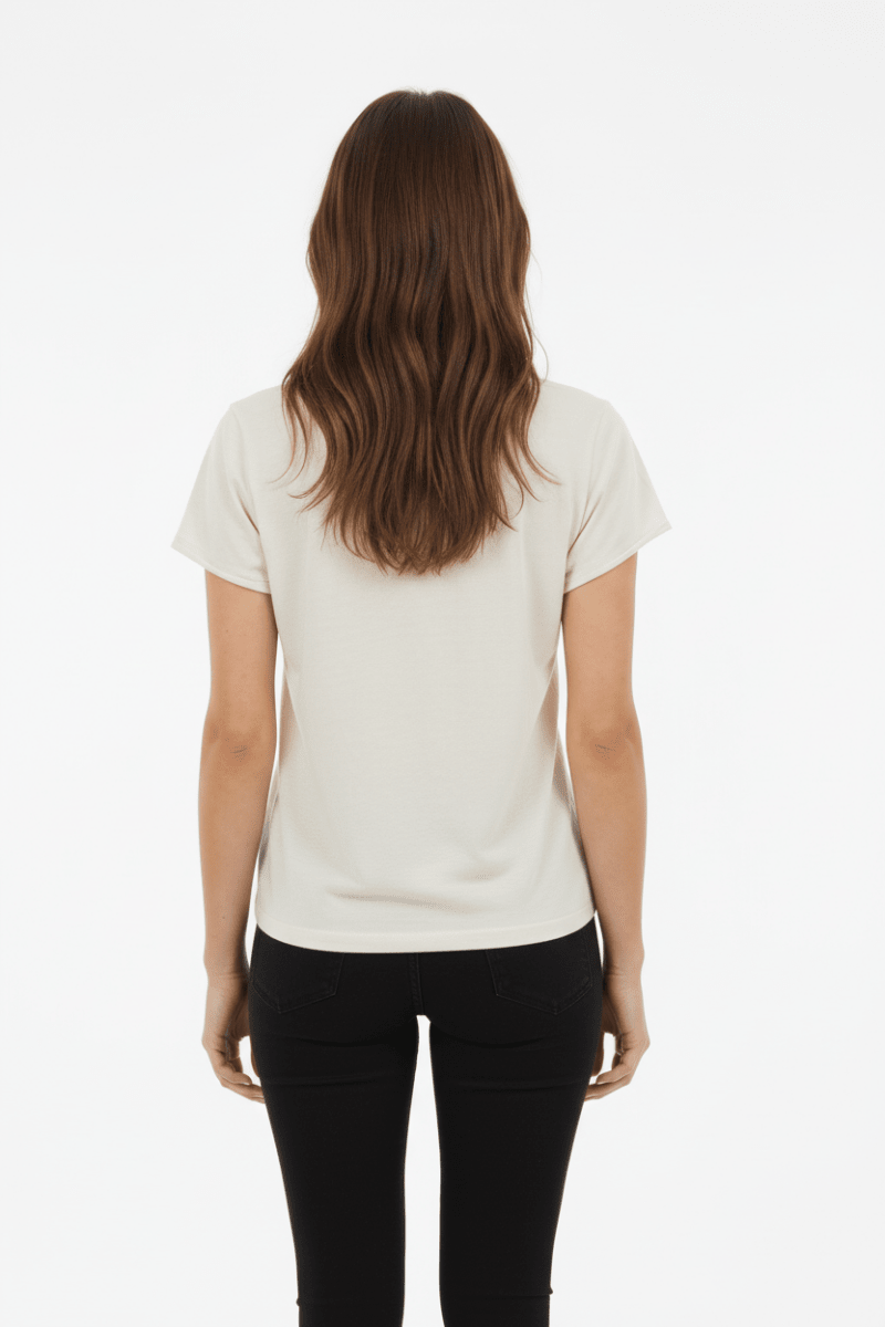 Mos Mosh T-Shirt Tulli V - SS Basic Tee in der Farbe Ecru