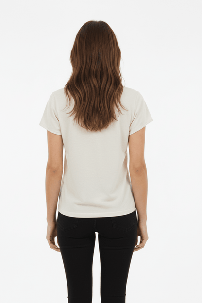 Mos Mosh T-Shirt Tulli V - SS Basic Tee in der Farbe Ecru