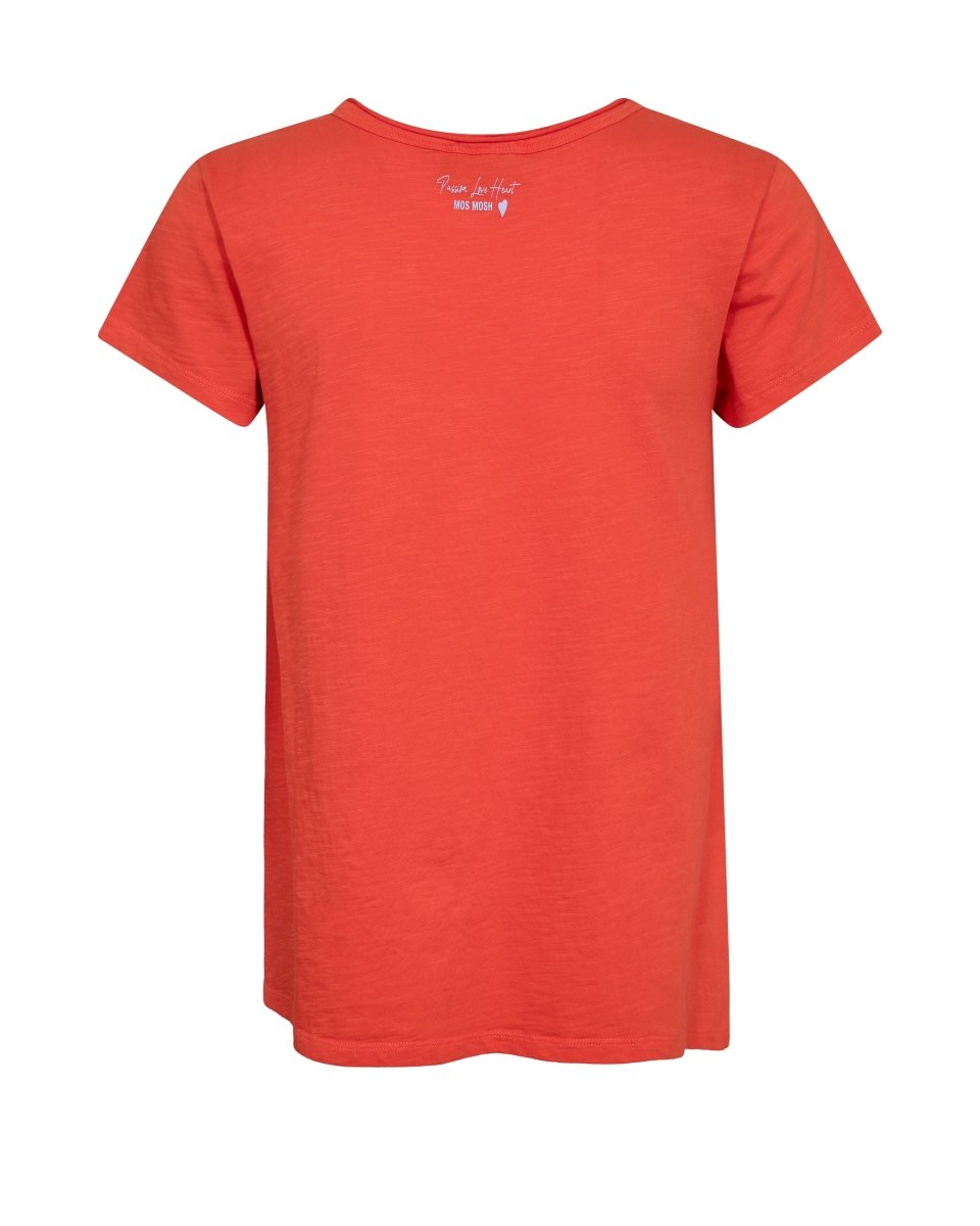 Mos Mosh T-Shirt Tulli V - SS Basic Tee in der Farbe spicy Orange