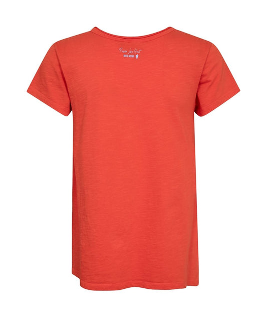 Mos Mosh T-Shirt Tulli V - SS Basic Tee in der Farbe spicy Orange