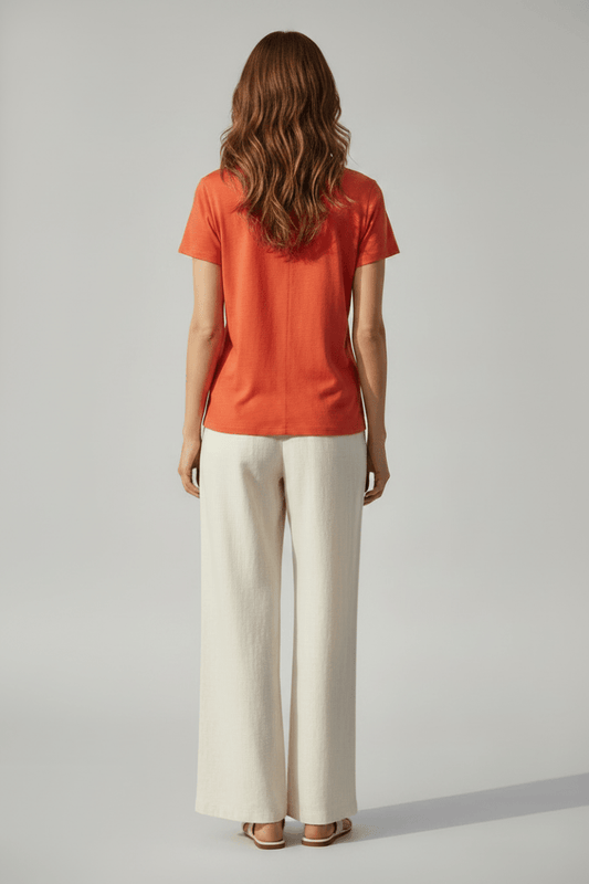 Mos Mosh T-Shirt Tulli V-SS Basic Tee in der Farbe spicy Orange