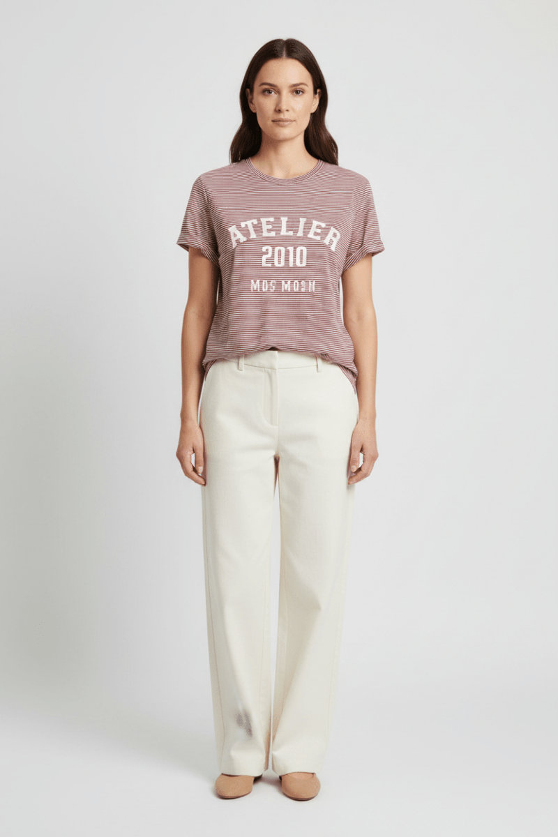 Mos Mosh Tees Camp O-SS Stripe Tee Regular in Cowhide