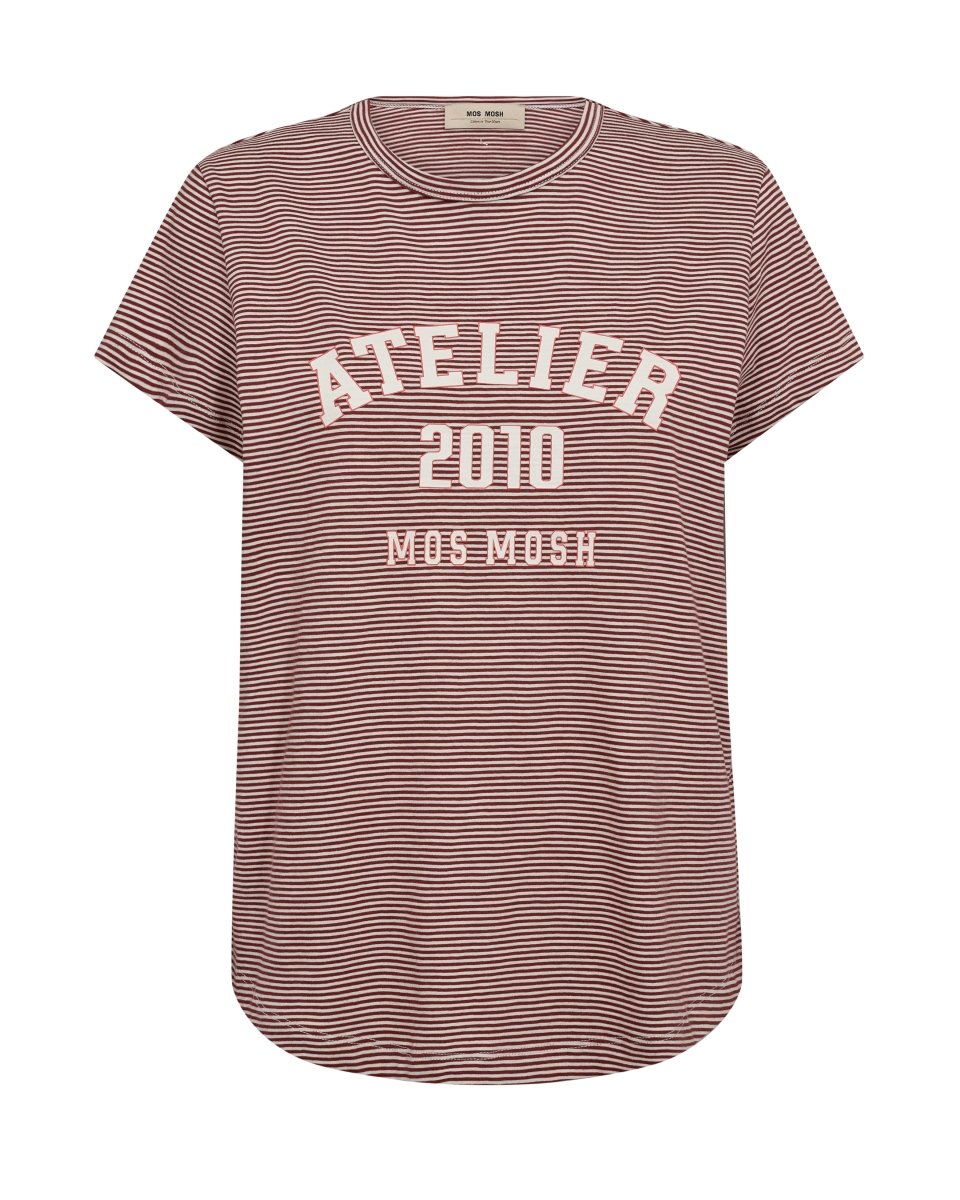 Mos Mosh Tees Camp O - SS Stripe Tee Regular in Cowhide