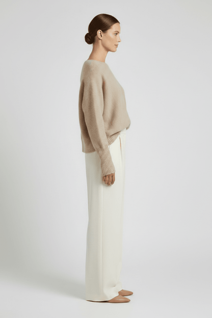 Mos Mosh Thora Boatneck Strickpullover in Federgrau
