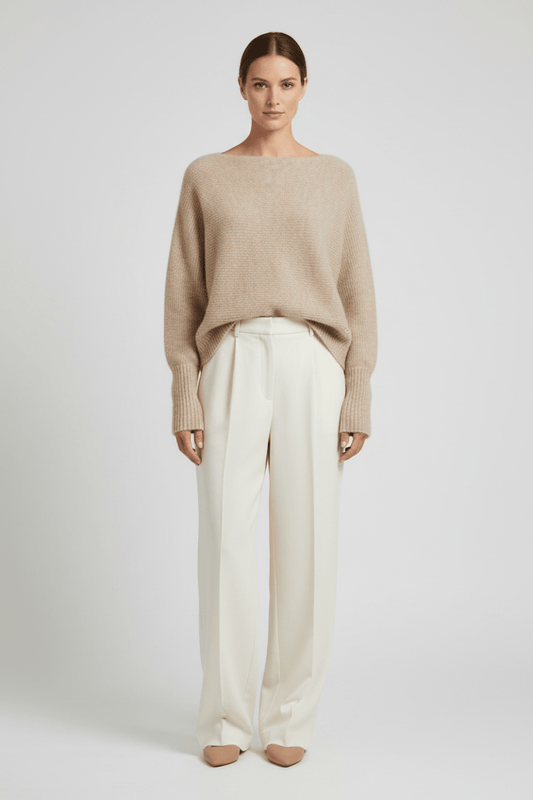 Mos Mosh Thora Boatneck Strickpullover in Federgrau