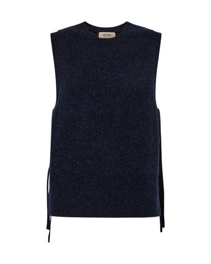 Mos Mosh Thora Strickweste mit Bindeband in Marineblau