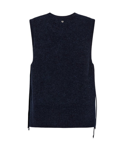 Mos Mosh Thora Strickweste mit Bindeband in Marineblau