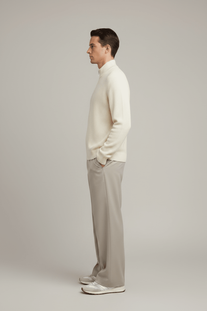 NN. 07 Pullover Danny Half Zip in der Farbe Elfenbein