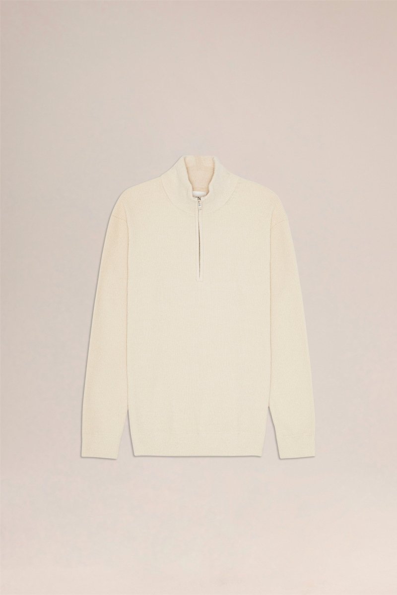 NN. 07 Pullover Danny Half Zip in der Farbe Elfenbein