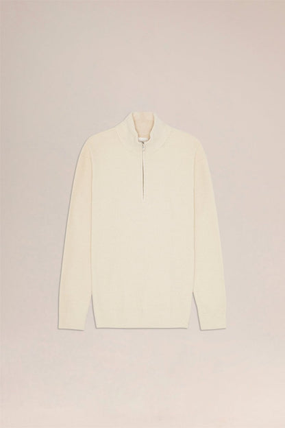 NN. 07 Pullover Danny Half Zip in der Farbe Elfenbein