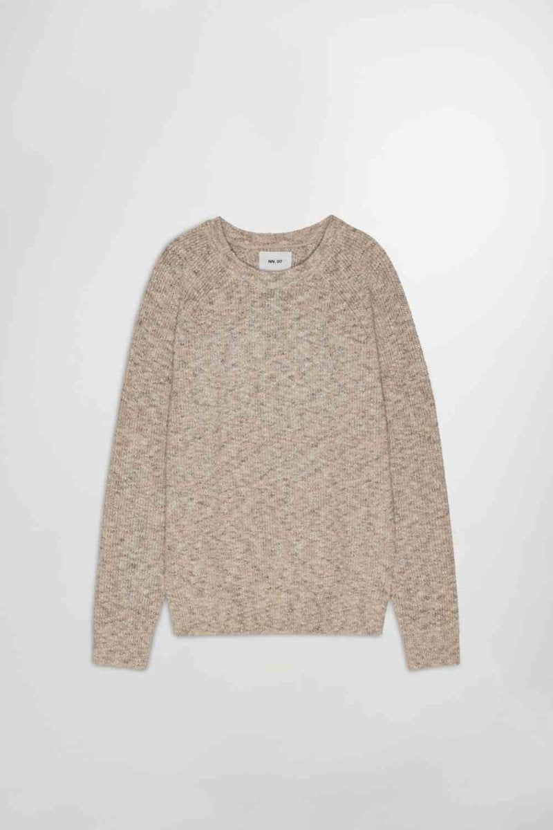 NN. 07 Pullover Jacobo Boucle in der Farbe White Pepper