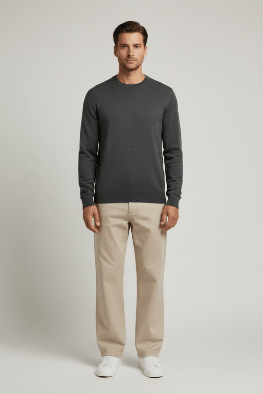 NN. 07 Pullover Ted in der Farbe Dunkelgrau Meliert