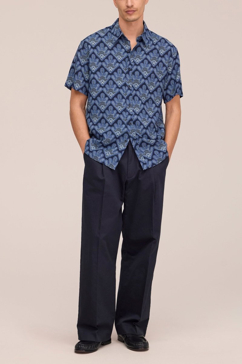 NN07 Hemd Deon SS Print 50055 Navy Blue