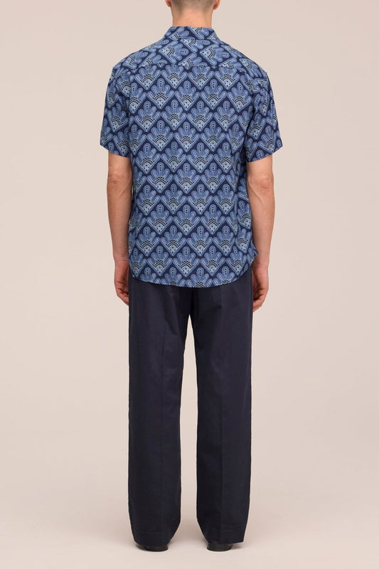 NN07 Hemd Deon SS Print 50055 Navy Blue