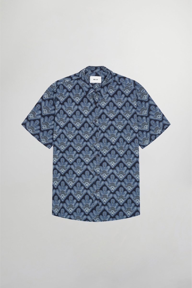 NN07 Hemd Deon SS Print 50055 Navy Blue