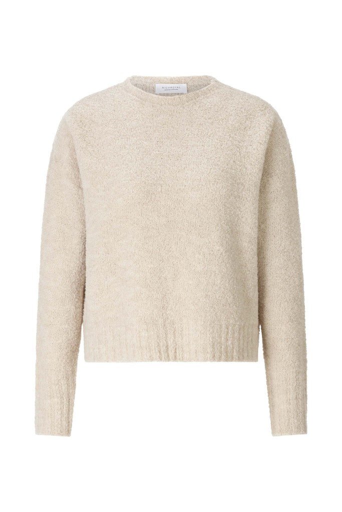Rich & Royal Bouclé Pullover Crew Neck in Caffee Latte