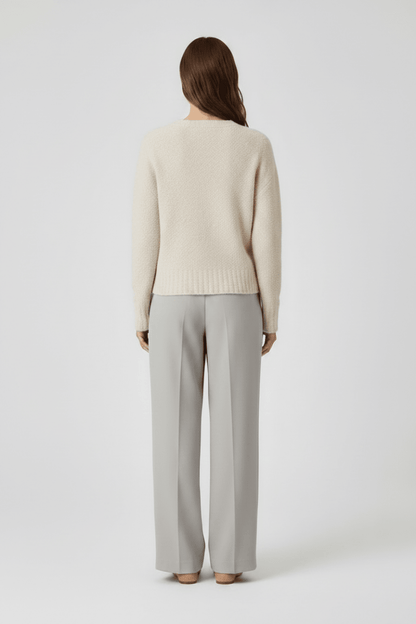Rich & Royal Bouclé Pullover Crew Neck in Caffee Latte