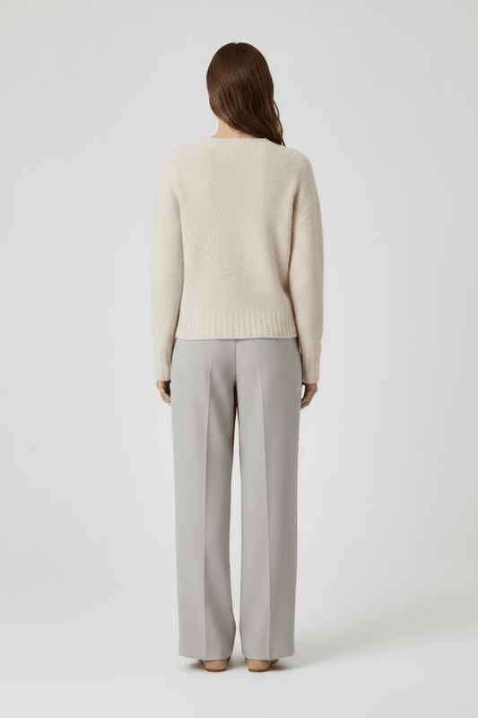 Rich & Royal Bouclé Pullover Crew Neck in Caffee Latte