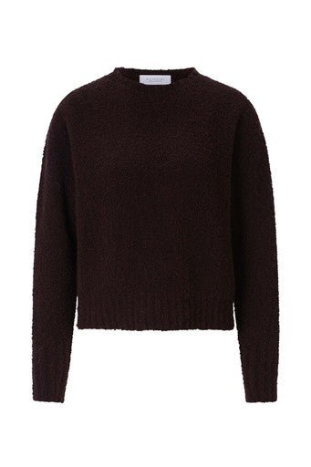 Rich & Royal Bouclé Pullover Crew Neck in Chocolate Torte