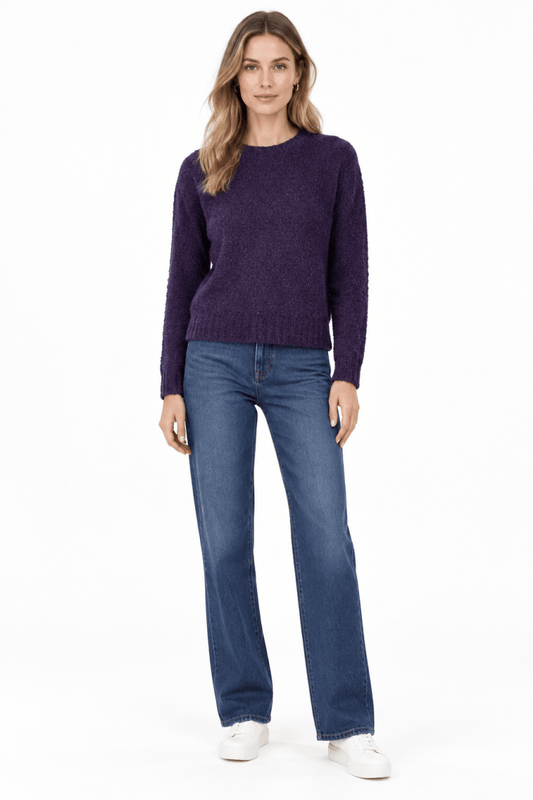 Rich & Royal Bouclé Pullover Crew Neck in Evening Lilac
