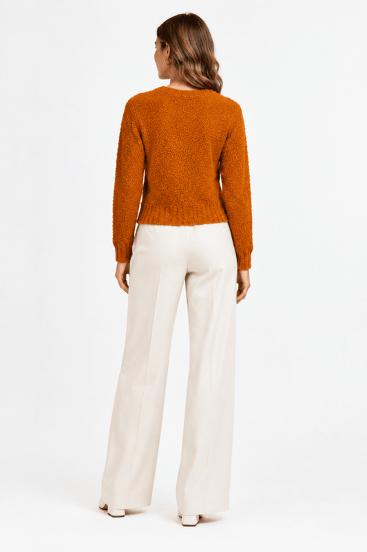 Rich & Royal Bouclé Pullover Crew Neck in Urban Ember