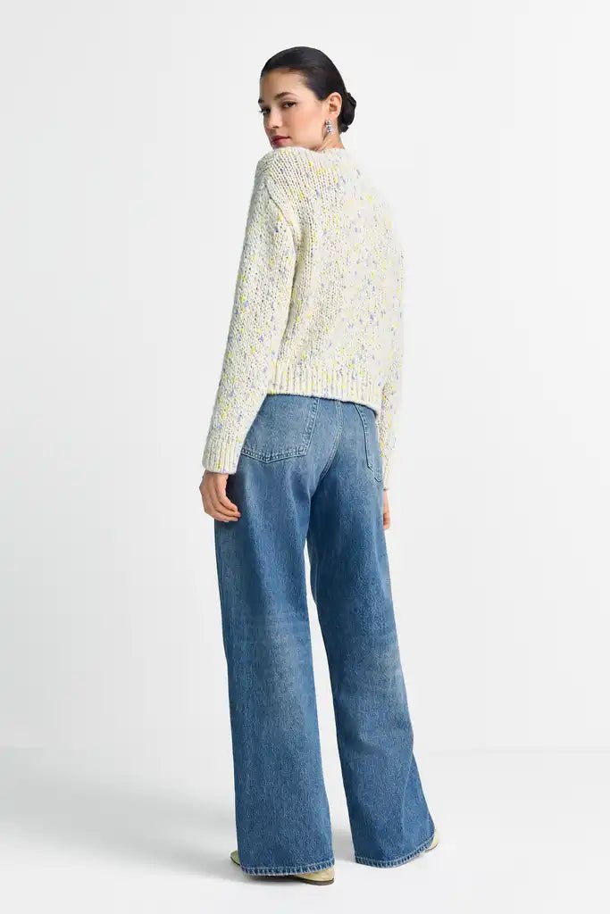 Rich Royal Boxy Neps Yarn Cardigan in der Farbe Urban LIme