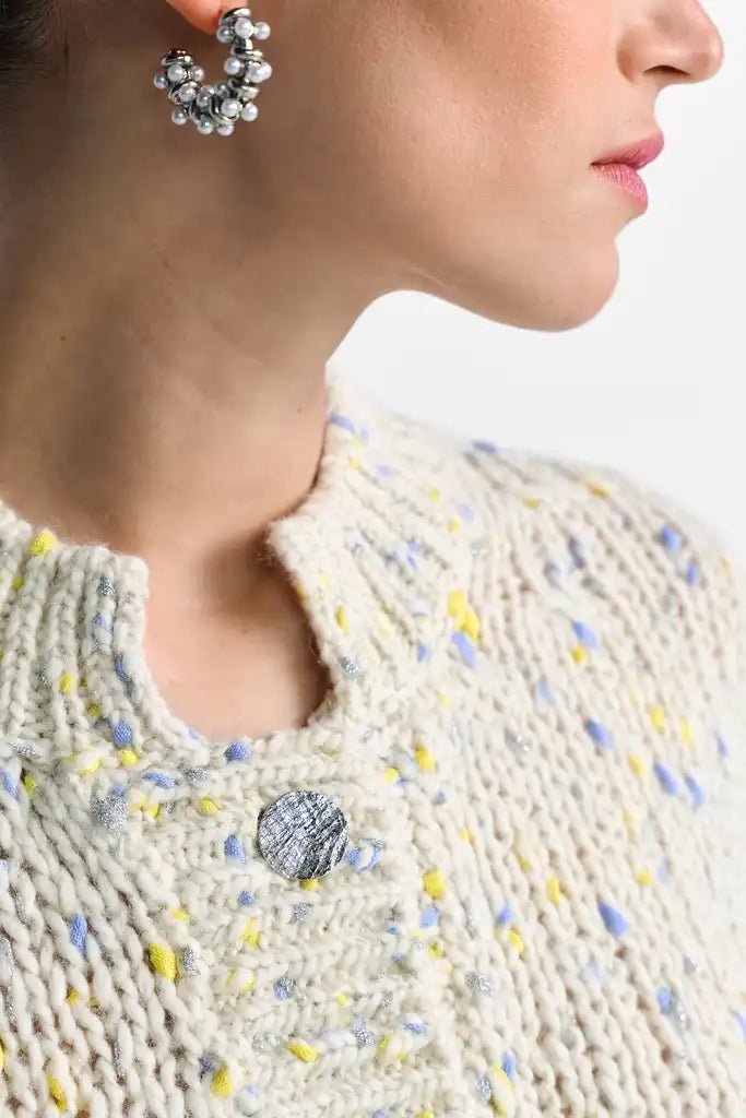 Rich Royal Boxy Neps Yarn Cardigan in der Farbe Urban LIme