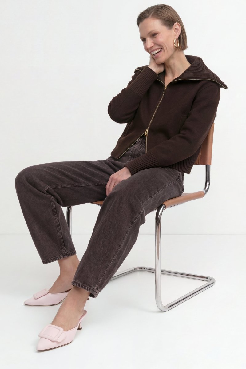 Rich & Royal Brown Long Barrel Jeans chocolate torte