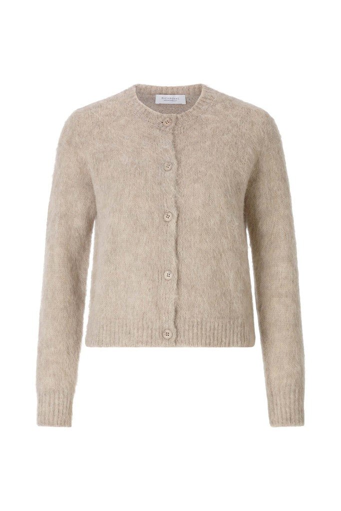 Rich & Royal Cardigan-Set mit Rundhalsausschnitt in Caffe Latte