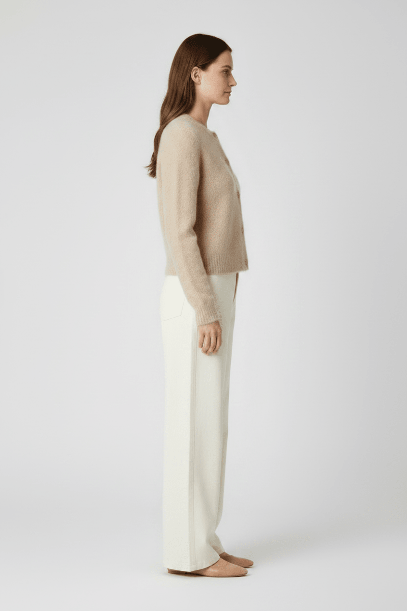 Rich & Royal Cardigan-Set mit Rundhalsausschnitt in Caffe Latte